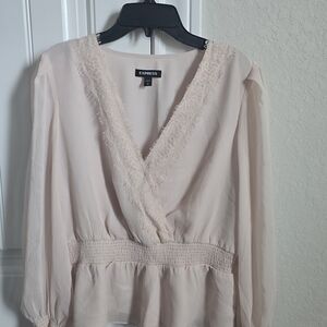 Express Women's Blush V-Neck Blouse